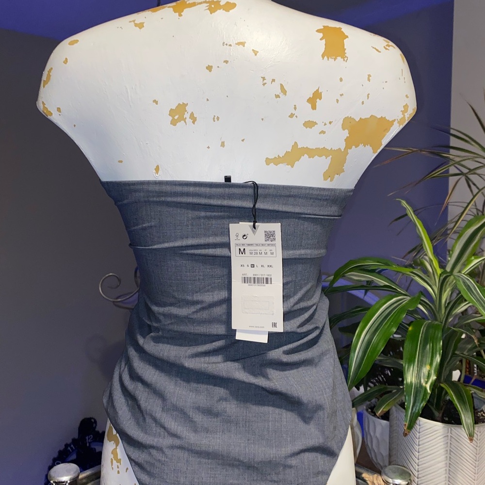 💙 Zara BNWT Elegant Strapless Gray Body Suit - Picture 4 of 11